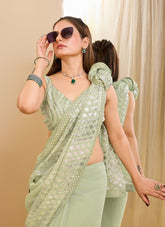 Suitable Saree in Pista Colour